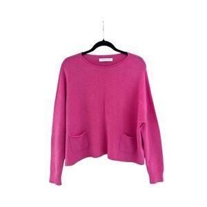 Amazing Women's Boxy Long Sleeve Viscose Blend Pullover Sweater Pink One Size